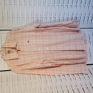 Cinch mango and pink mens button down shirt long sleeve size L
